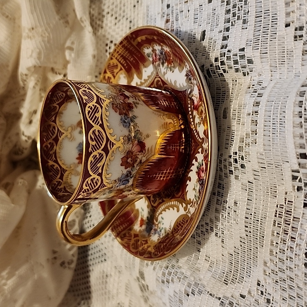 Crown Staffordshire Fine Bone China, Floral Small Cup & Saucer, Made In England